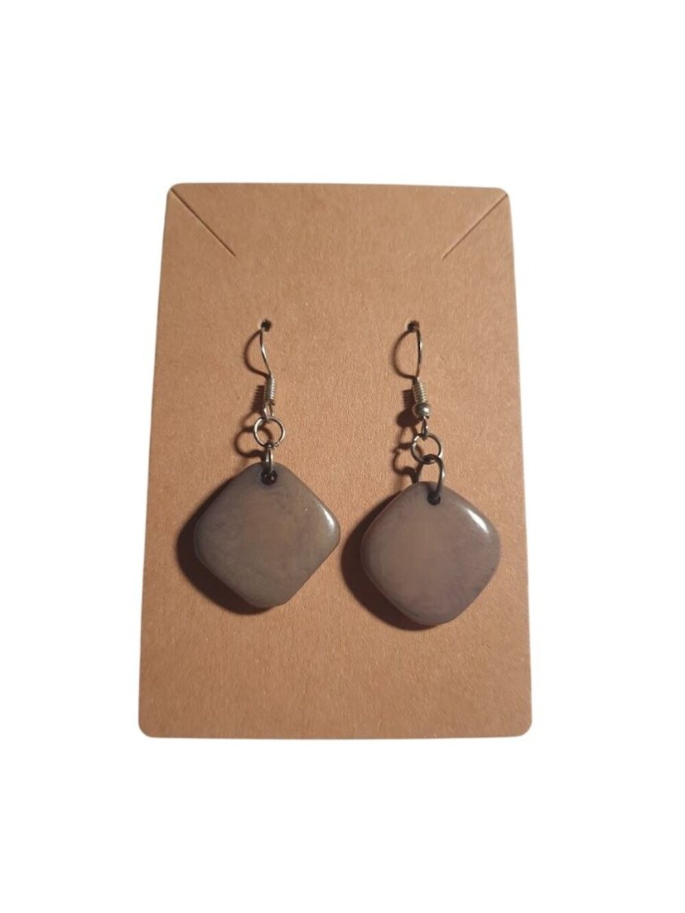 Brown Polished Stone Drop Dangle Earrings Jewelry Hook Casual Every Day Beach